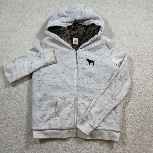 Vintage Victoria's Secret PINK Hoodie Full Zip Fur Lined Jacket Sequin Large - Picture 2 of 7